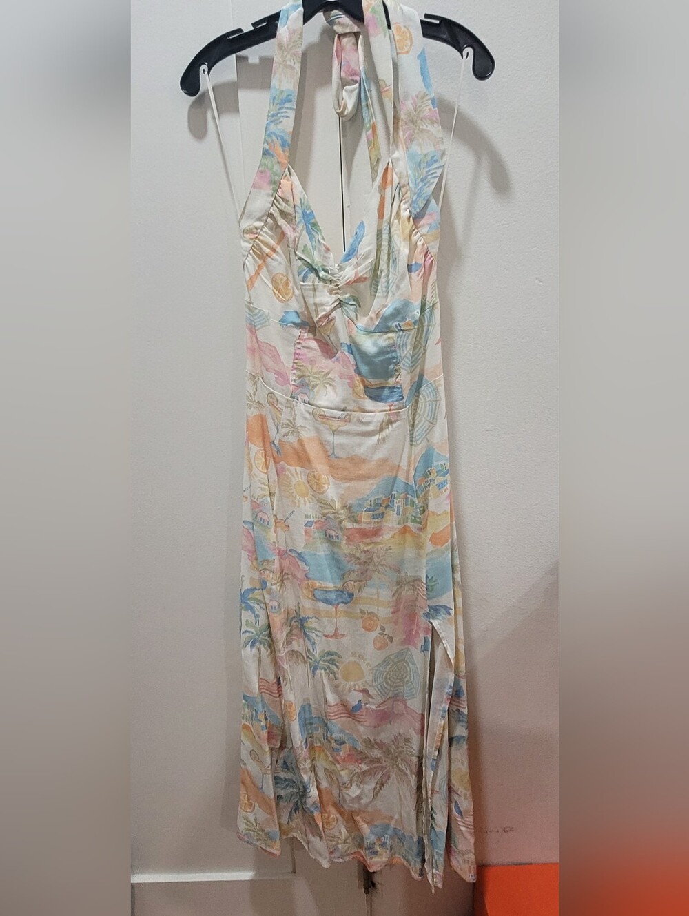 Goddess Pastel Tropical Halter Maxi Dress